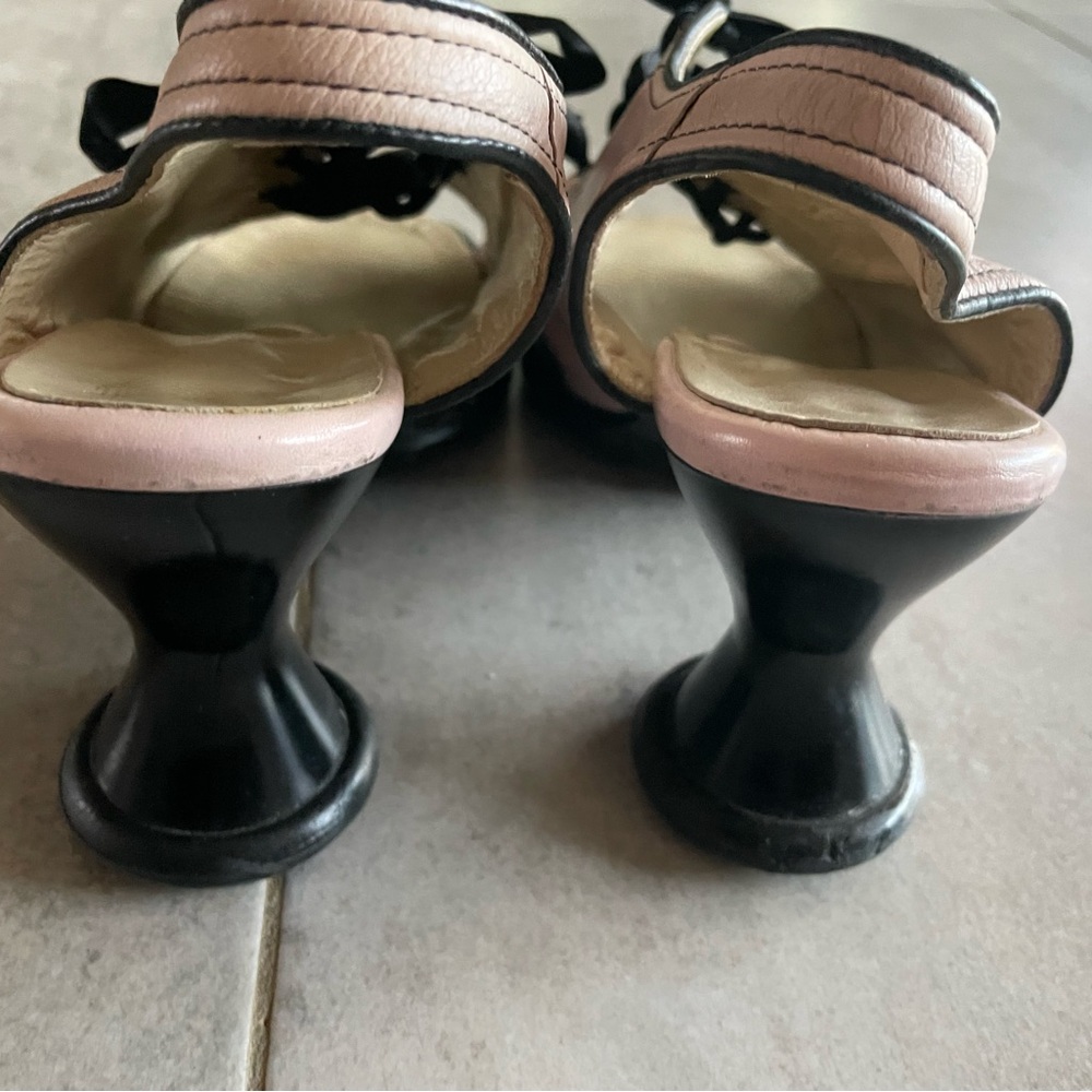 Fluevog mini puddin baby pink and black lace vintage rockabilly open toe 10.5 - Picture 7 of 9